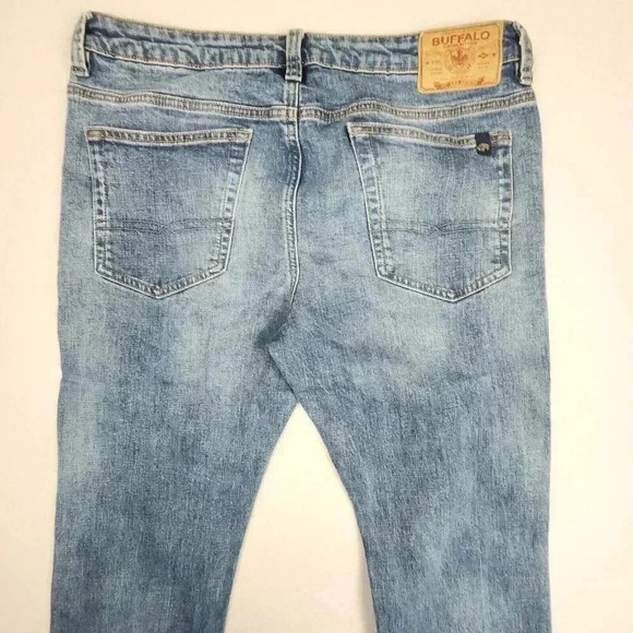 Buffalo David Bitton Mens Jeans Straight Six Stretch Size 34x34 Blue Distressed - Picture 10 of 16